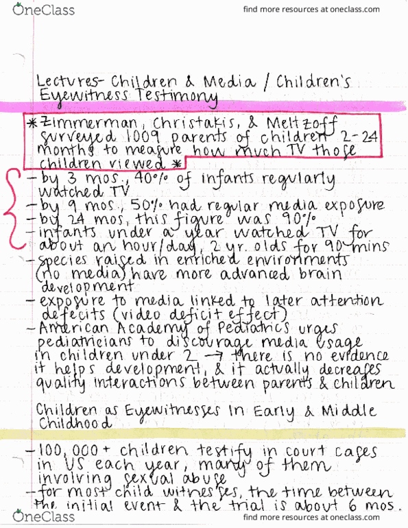 PSY 340 Lecture : Children's Eyewitness Testimony thumbnail