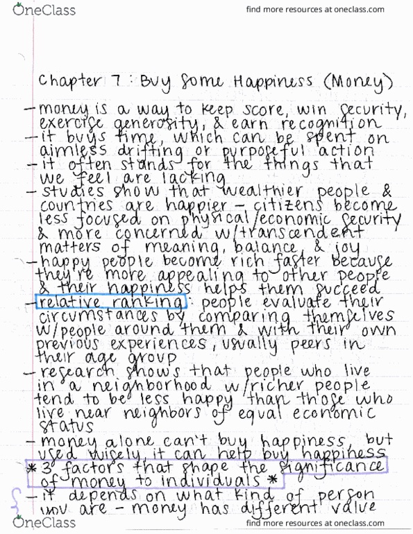 PSY 384 Chapter : Chapter 7 - Buy Some Happiness (Money) thumbnail