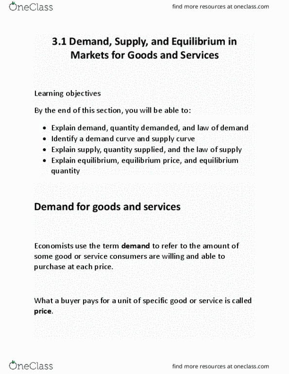 ECO201 Lecture Notes - Economic Equilibrium, Normal Good, Demand Curve thumbnail