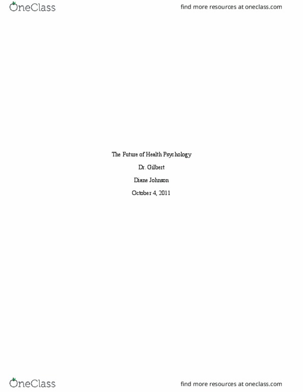 NUR 1172 Lecture 2: The Future of Health Psychology thumbnail