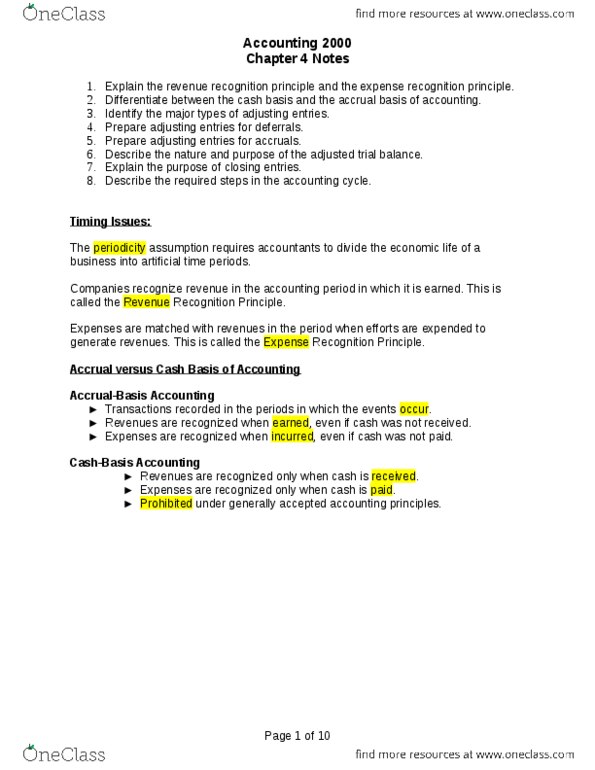 ACCT 2000 Chapter Notes - Chapter 4: Accounting Information System, Trial Balance, Income Statement thumbnail