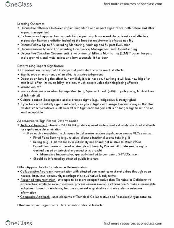 ERS315 Lecture Notes - Lecture 5: Pairwise Comparison, Impact Assessment, Biochemical Oxygen Demand thumbnail