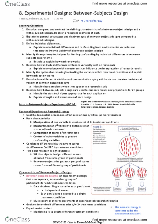 PSYC-2102 Chapter Notes -Repeated Measures Design, Internal Validity, Confounding thumbnail