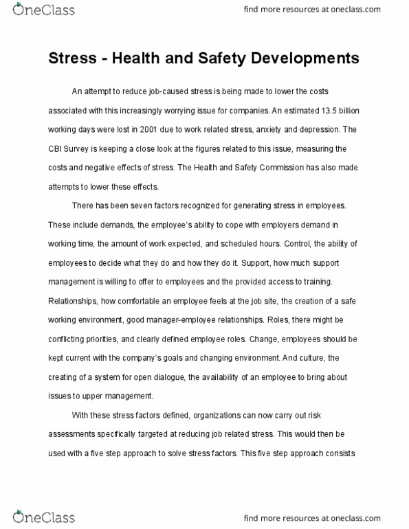 TMGT 4304 Chapter : Article Summary - Chapter 07 - Stress - Health and Safety Developments thumbnail