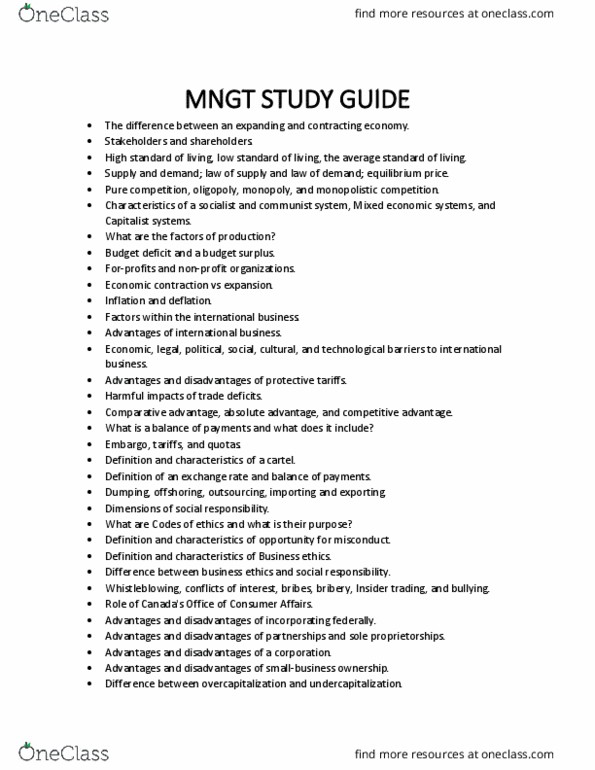 MGMT 200 Lecture Notes - Sole Proprietorship, Monopolistic Competition, Business Ethics thumbnail
