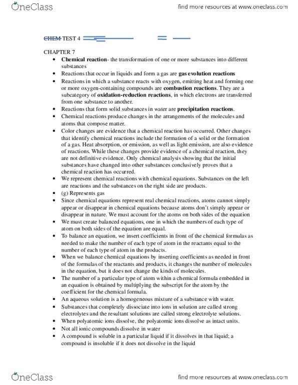 CHEM 1001 Midterm: CHEM TEST 4 (got 96%) - OneClass