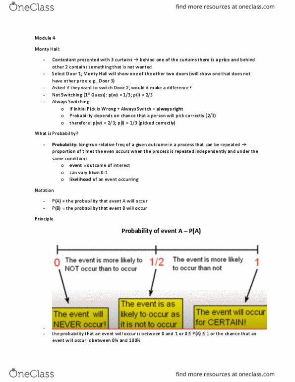 PSYCH292 Lecture Notes - Conditional Probability, Birthday Problem, Fallacy thumbnail