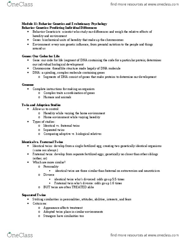 PSYC 2000 Lecture Notes - Lecture 4: Y Chromosome, Heritability, Parenting Styles thumbnail