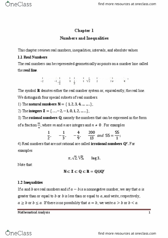 MAT 101 Lecture Notes - Real Number, Solution Set thumbnail