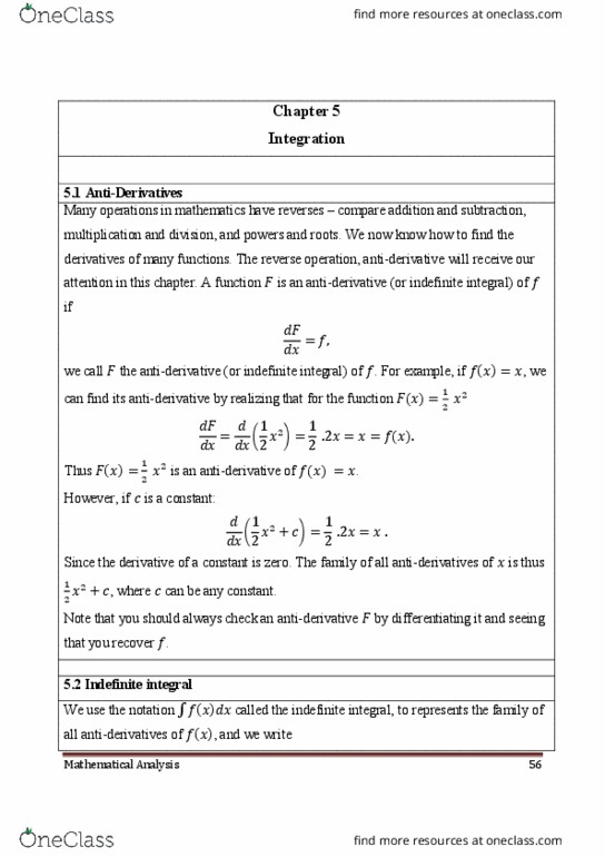 MAT 101 Lecture Notes - Antiderivative, Product Rule, Partial Fraction Decomposition thumbnail