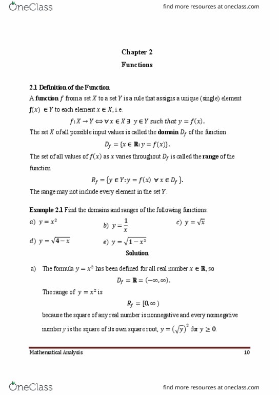 MAT 101 Lecture Notes - Square Root, Even And Odd Functions, Inverse Function thumbnail
