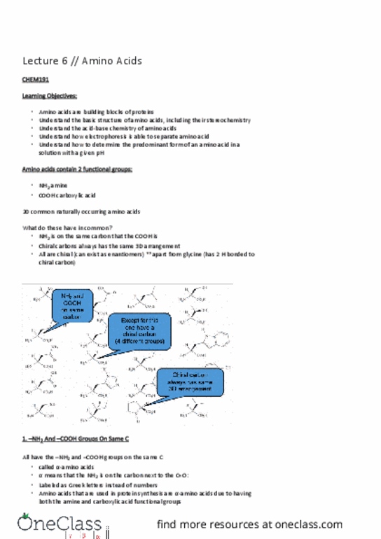 CELS191 Lecture Notes - Lecture 34: Electrophoresis, Microsoft Onenote, Zwitterion thumbnail