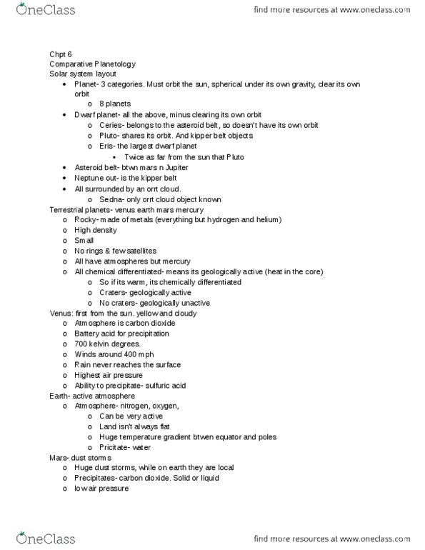 ASTR 1101 Lecture Notes - Ice Core, Olympus Mons, Planetary Science thumbnail