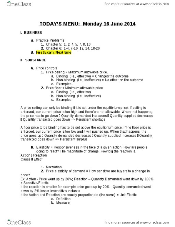 Econ 2030 Lecture Notes Fall 2013 Determinant Price