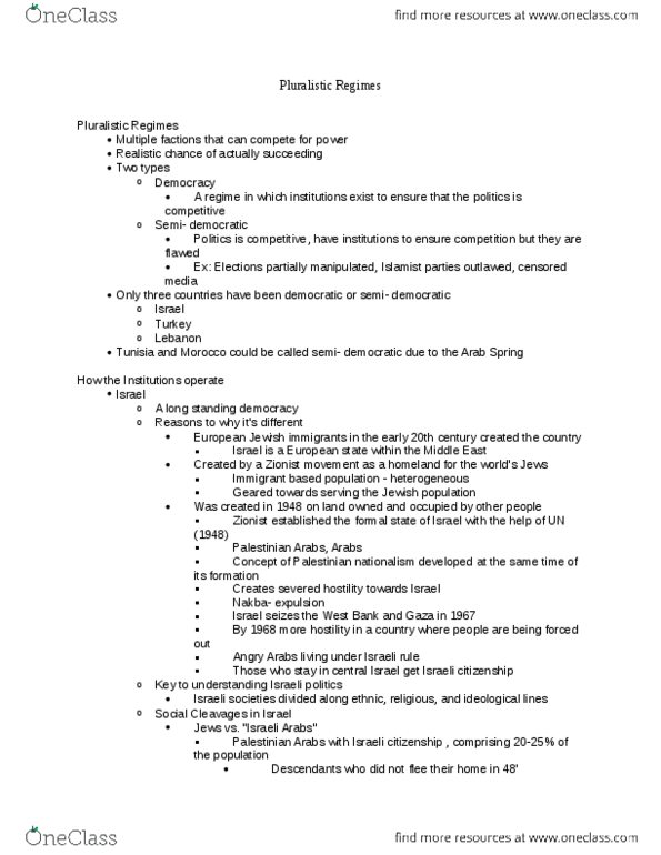 POLI 4059 Lecture : POLI 4059 Politics Of The Middle East Pluralistic Regimes thumbnail