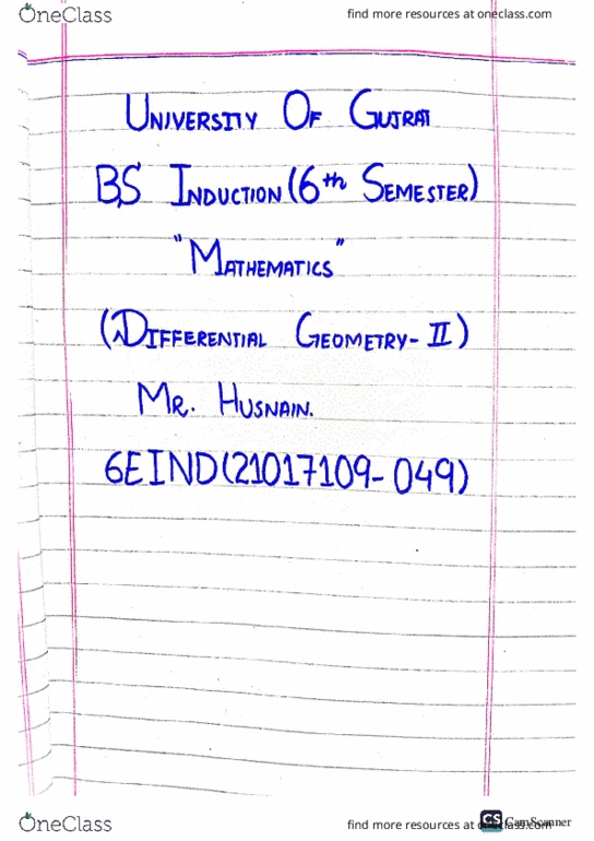 MATH-304 Lecture 12: Differential Geometry-2)After Mid Term thumbnail