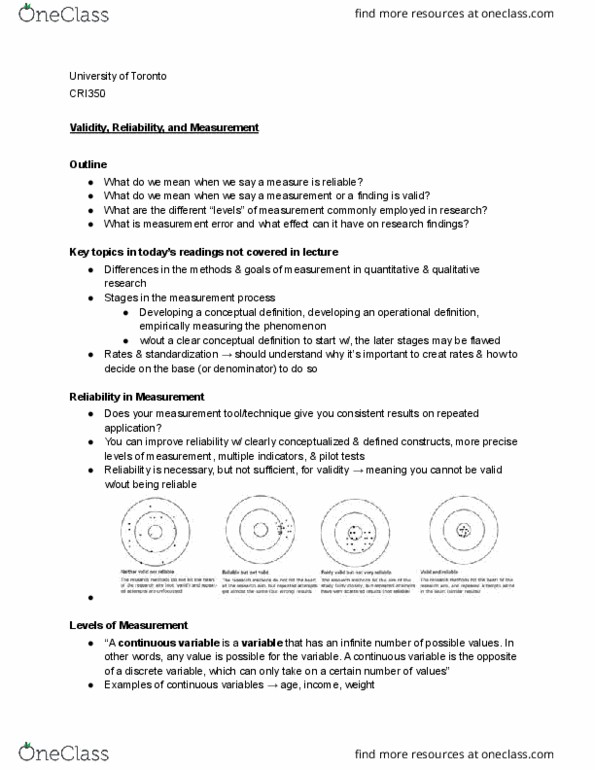 CRI350H1 Lecture Notes - Lecture 4: Theoretical Definition, Continuous Or Discrete Variable, Operational Definition thumbnail