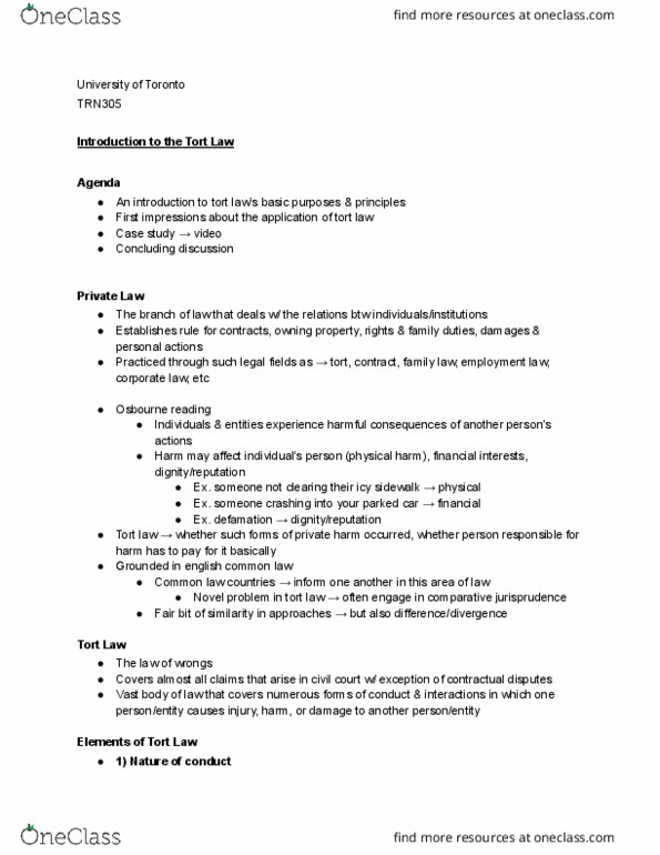 TRN305Y1 Lecture Notes - Lecture 14: American Tort Reform Association, Jury Trial, Universal Health Care thumbnail