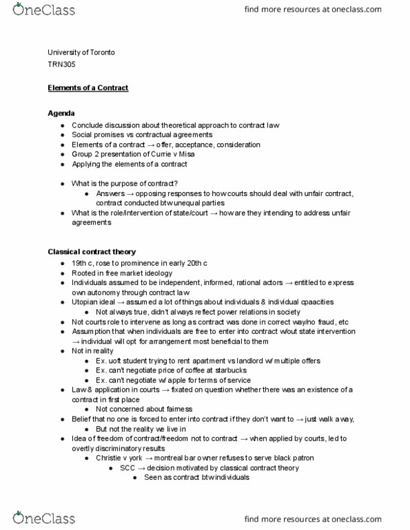 TRN305Y1 Lecture Notes - Lecture 19: Inequality Of Bargaining Power, Mirror Image, Contract thumbnail