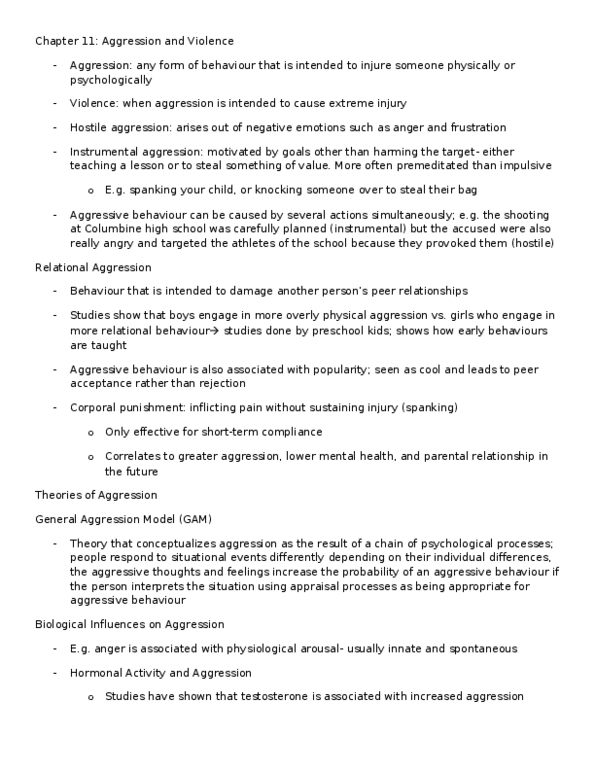 Psychology 2070A/B Chapter Notes - Chapter 11: Relational Aggression, Stationary Bicycle, Spreading Activation thumbnail