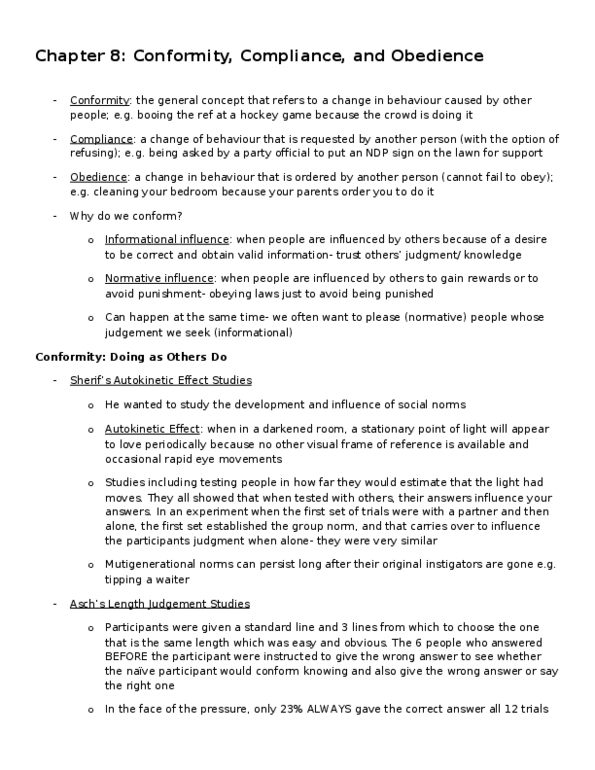 Psychology 2070A/B Chapter Notes - Chapter 8: Stationary Point, Social Proof, Impression Management thumbnail