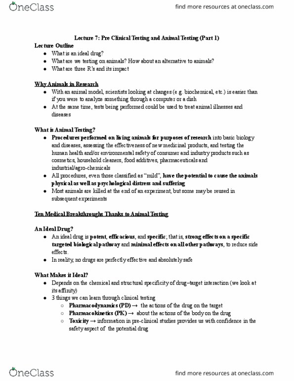 BLG 699 Lecture Notes - Biological Pathway, Model Organism, Pharmacokinetics thumbnail