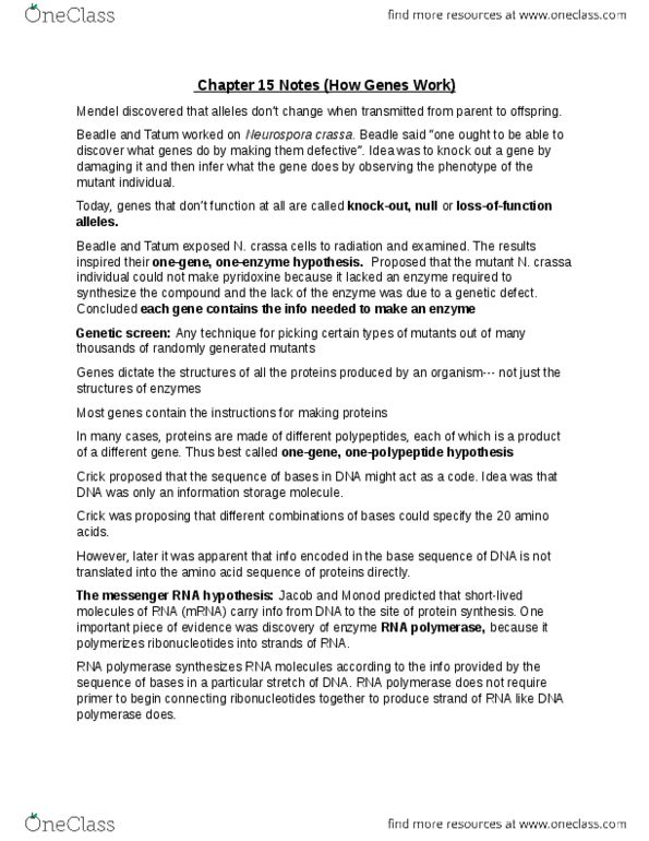 BIO152H5 Chapter Notes - Chapter 15: Reading Frame, Meiosis, Chromosomal Translocation thumbnail