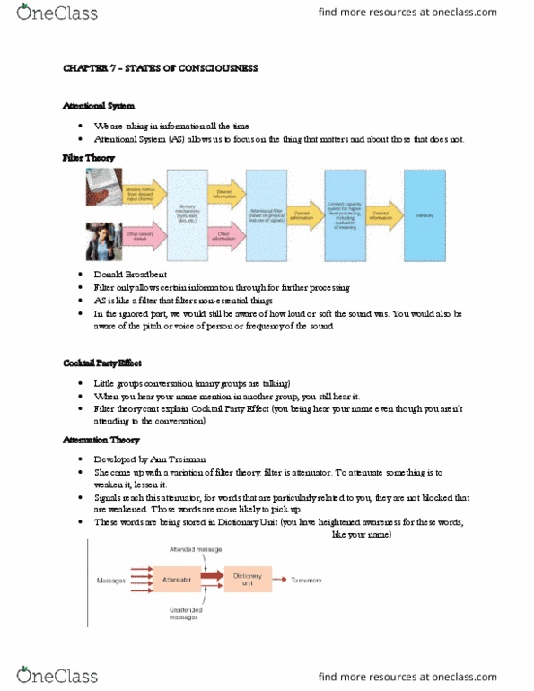 PSY 120 Lecture : Chapter 7 - OneClass