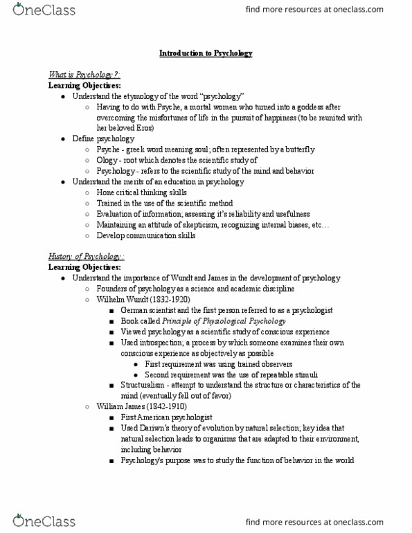 SOCI 1001 Chapter Notes -Wilhelm Wundt, Scientific Method, Psychological Science thumbnail