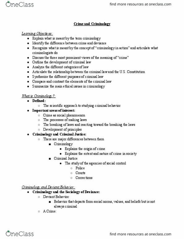 SOCI 2301 Lecture Notes - Sleepwalking, Mens Rea, Status Offense thumbnail