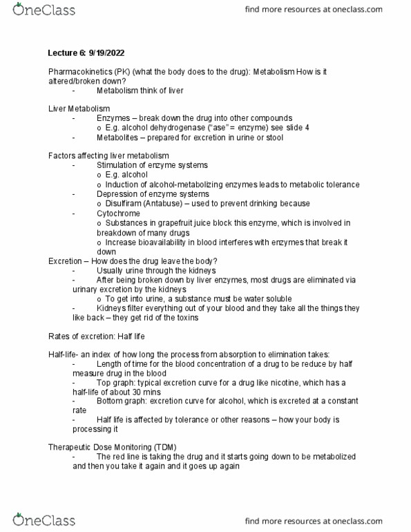 CAS PS 333 Lecture Notes - Lecture 6: Grapefruit Juice, Alcohol Dehydrogenase, Disulfiram thumbnail