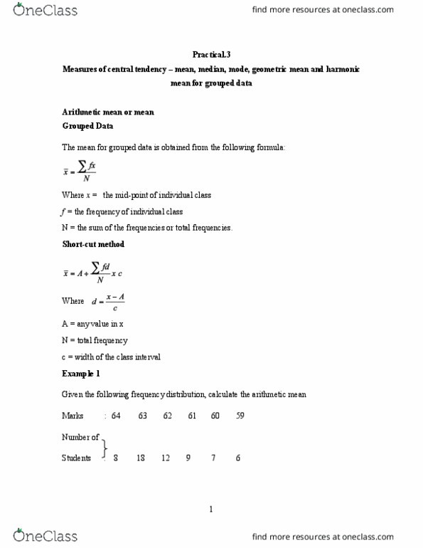 STATISTICS Lecture Notes - Central Tendency, Frequency Distribution, Bundesautobahn 62 thumbnail