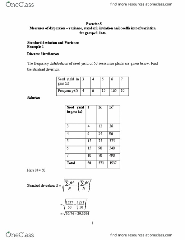 STATISTICS Lecture Notes - Standard Deviation, Probability Distribution thumbnail