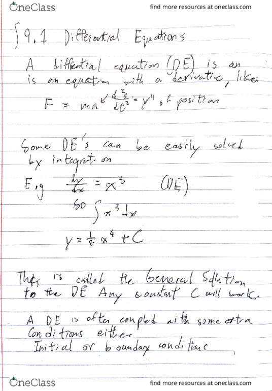 MTH 1002 Lecture : Calculus 2 Introduction to Differential Equations thumbnail
