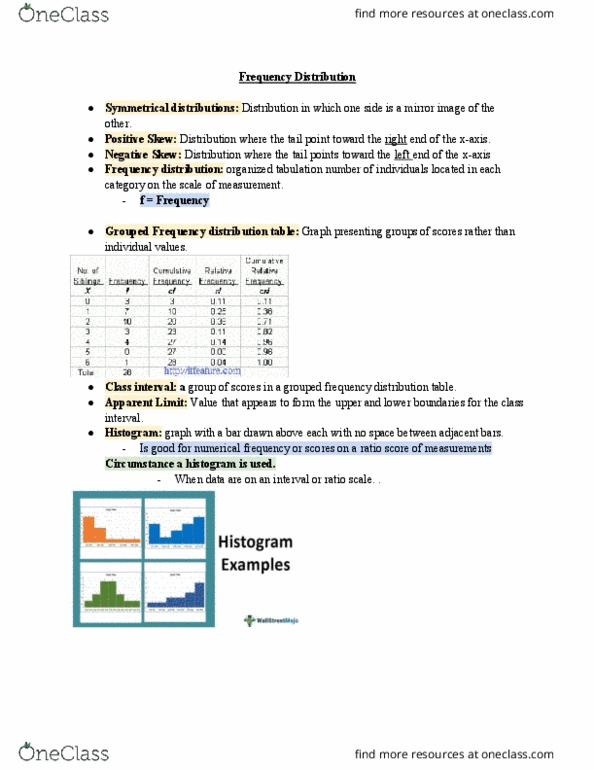 PSY-380 Lecture Notes - Frequency Distribution, Bar Chart thumbnail
