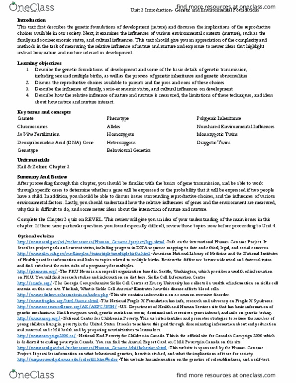 PSYC 2290 Chapter Notes - Chapter 3: Sickle-Cell Disease, Fragile X Syndrome, Human Genome Project thumbnail