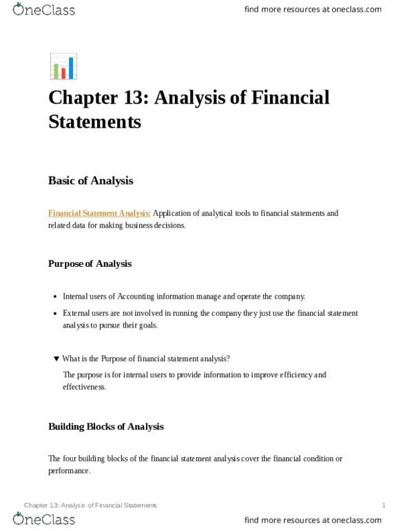 ACCT 212 Chapter Notes - Chapter Chapter 13: Financial Statement Analysis, Financial Statement, Working Capital thumbnail