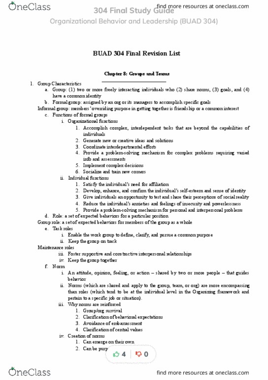 BUAD 304 Study Guide Fall 2022, final Formal Group, Common Purpose