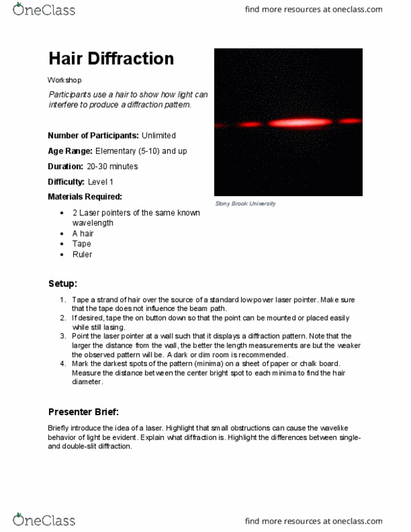 CANA 1F91 Lecture Notes - Diffraction, Photon thumbnail