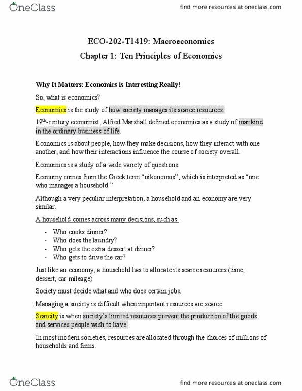 ECO202 Lecture Notes - Oeconomus, Better Off, Marginal Utility thumbnail
