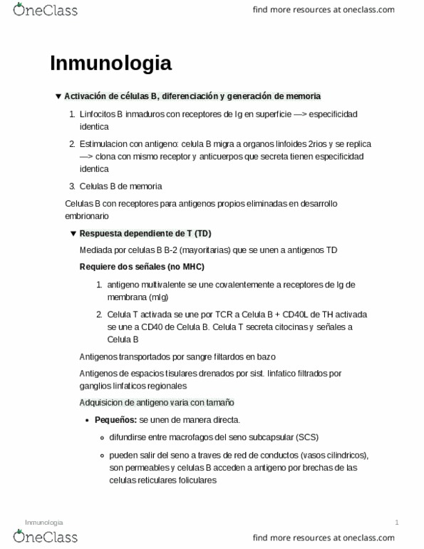Chapter : Inmunologia - 2 Activacion, diferenciacion y generacion de memoria de Celulas B thumbnail