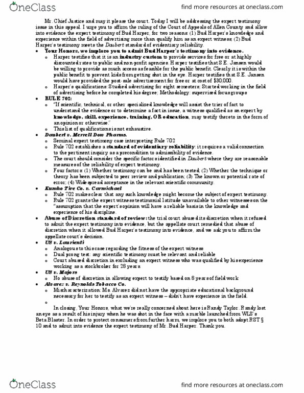 9140 Lecture Notes - Daubert Standard, Kumho Tire, List Of Home Improvement Characters thumbnail