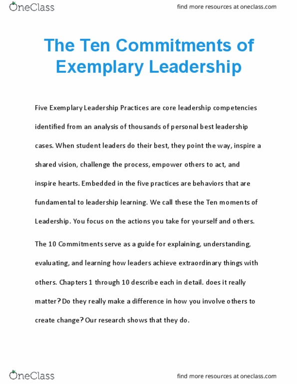 GNED 1011 Lecture : The Ten Commitments of Exemplary Leadership thumbnail