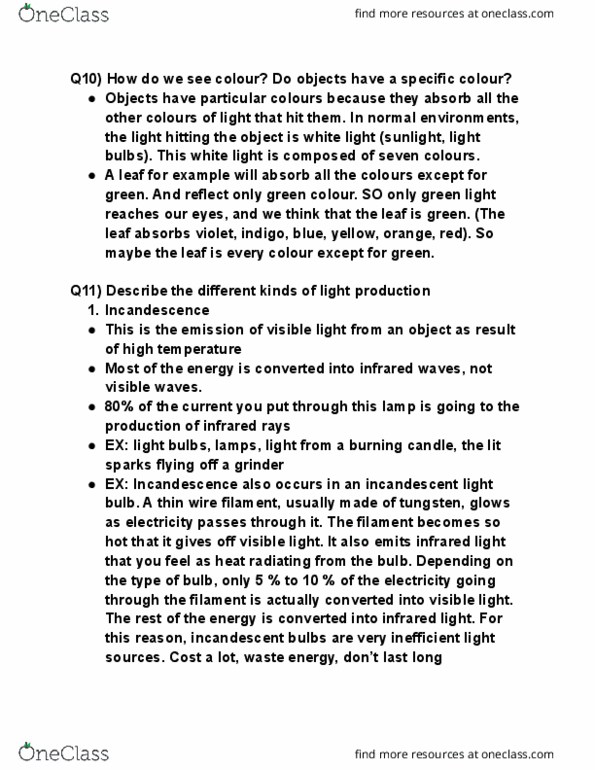 PHYSICS 1B03 Lecture Notes - Lecture 1: Incandescent Light Bulb, Tungsten, Bioluminescence thumbnail