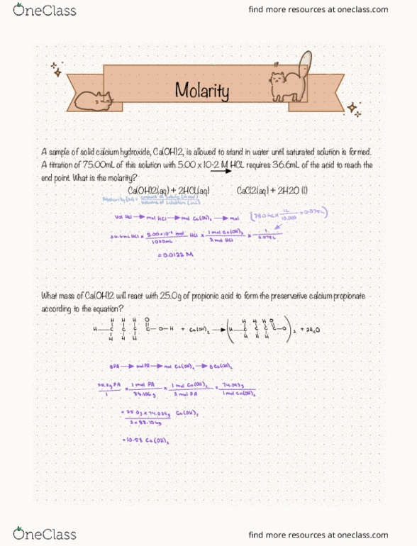 CHEM 201 Lecture Notes - Calcium Hydroxide, Titration, Nitric Acid thumbnail