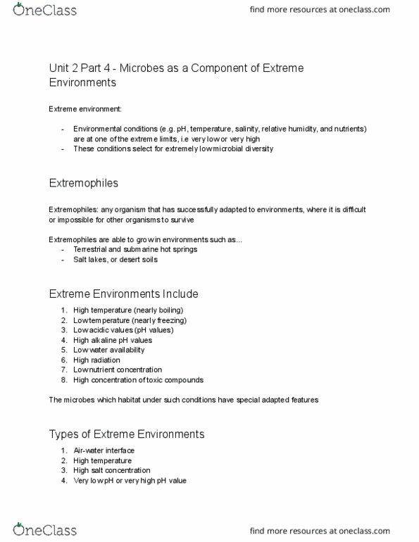 BS 375 Lecture Notes - Jim Wynorski, Extreme Environment, Extremophile thumbnail