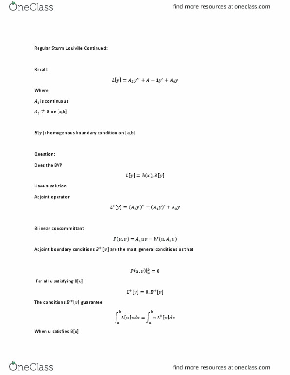 MAP 4305 Lecture Notes - Hermitian Adjoint, Boundary Value Problem, Eigenfunction thumbnail