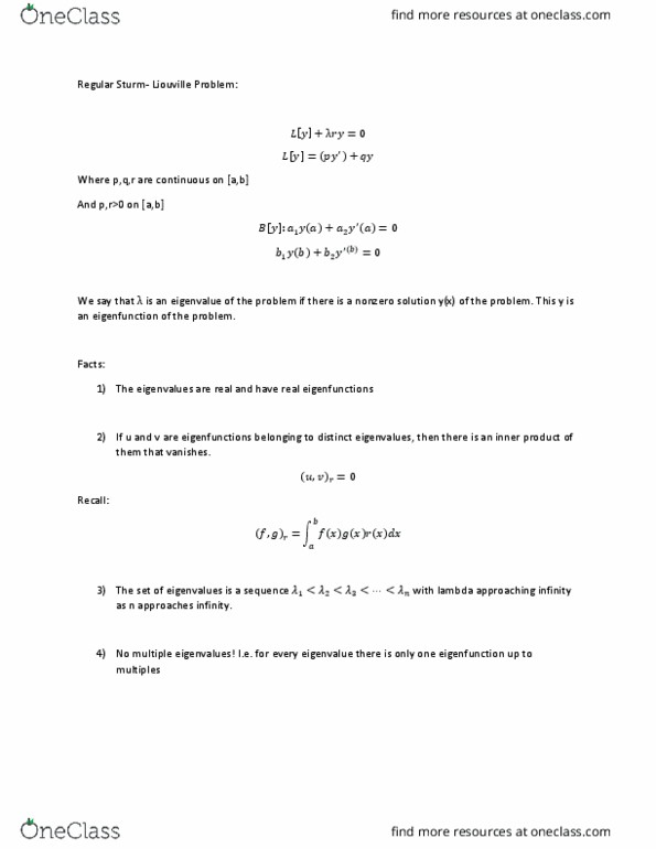 MAP 4305 Lecture Notes - Eigenfunction, Orthogonality thumbnail