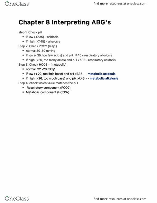 NURS3403 Lecture : Chapter 8 Interpreting ABG's thumbnail
