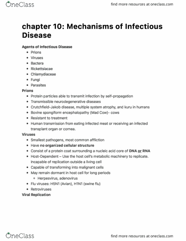 NURS3403 Lecture : chapter 10 Mechanisms of Infectious Disease thumbnail